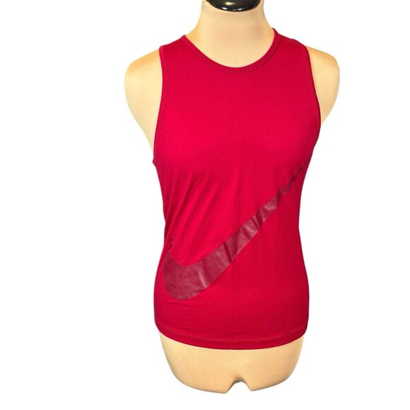 Nike Dri Fit Tank Size XS Red Sleeveless Workout Top Swoosh Performance Gym - Picture 1 of 7